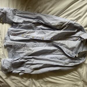 Suitsupply Blue and White Striped Dress Shirt